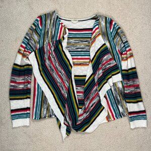 Eyeshadow Striped Open Front Cardigan Multicolor Size L